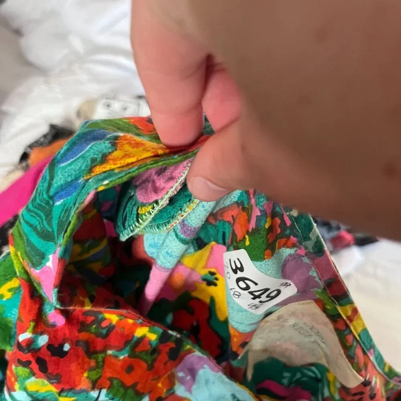 Vtg Copy Right Womens Floral Colorful Shirt Dress Short Sleeve Button Front - Picture 9 of 10